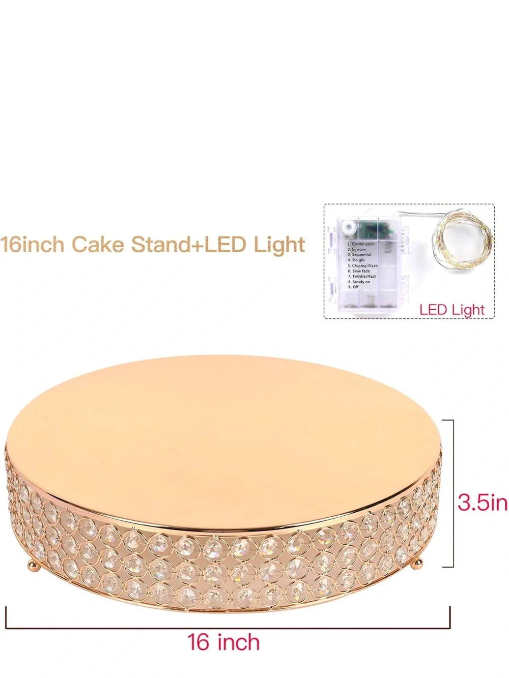 Round Rose Gold Crystal Display Stand